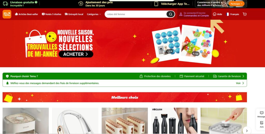 temu mon compte mes commandes
